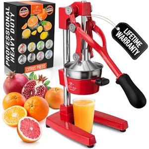Zulay Kitchen Zulay spremi agrumi manuale in acciaio professionale, spremiagrumi manuale, spremi melograno manuale, spremiagrumi in metallo di alta qualità resistente, spremilimone, colore: rosso