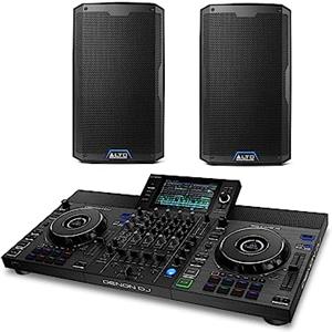 Denon DJ SC LIVE 4 + 2x Alto Professional TS410 - Console DJ, mixer DJ a 4 canali, streaming, Wi-Fi, casse + 2x Cassa Attiva PA Amplificata da 2000 W 10 con mixer a 3 canali, Bluetooth, DSP