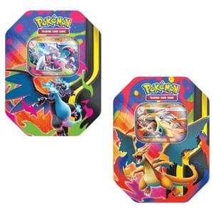 Pokémon Tin Mega Charizard - Scatola da Collezione con Carta Olografica e Buste di Espansione