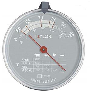 Taylor Sonda Del Termometro per Carne da Forno Taylor Pro con Tabella di Cottura, Acciaio Inox, 13 X 7,5 X 6 cm