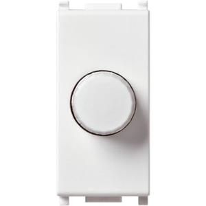 Vimar 14150 Plana Dimmer 230 V~ 50-60 Hz per lampade ad incandescenza 100-500 W, comando e regolazione con potenziometro rotativo, individuazione al buio, bianco