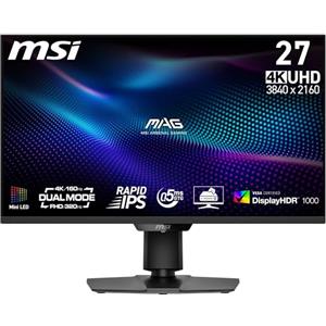 MSI MAG 274UPDF E16M Monitor Gaming 27" 4K UHD, pannello Rapid IPS 3840 x 2160, tempo di risposta 0,5 ms, DisplayHDR 1000, Mini-LED, Dual-Mode, HDMI 2.1, DP 1.4a, USB-C (15W PD)