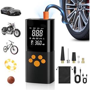 Tdyon Compressore Aria Portatile, 180PSI Compressore Portatile per Auto con Batteria 25000mAh, Intelligente Un Clic Pompa Elettrica per Bicicletta, Auto, Moto e Altro Ancora con Misuratore di Pressione