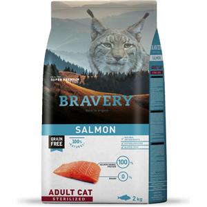 Bravery Crocchette Gatto Sterilizzato Pollo e Salmone Grain Free 7 Kg - Alta Protezione e Nutrizione Naturale