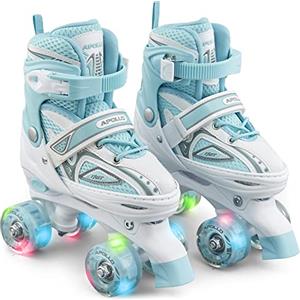Apollo Super Quad X PRO, Pattini a rotelle LED per Bambini e Ragazzi, Ideali per Principianti, Comodi Pattini a rotelle per Bambine e Bambini