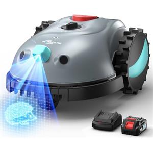 YARDCARE V100 Robot Tagliaerba senza Filo Perimetrale, con Telecamera, Evitamento Ostacoli, Navigazione Visiva, 4 Ah Batteria, Robottino Taglia Erba da Giardino con Lame di Ricambio, Taglio a Spirale