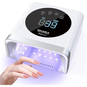 NAILGIRLS Lampada LED UV Professionale per Unghie, Ricaricabile Senza Fili, 150W, 4 Modalità Timer,Sensore Automatico, Professionale Fornetto Unghie Semipermanente per Gel e Semipermanente
