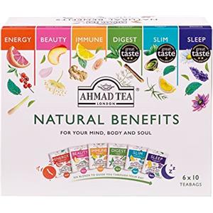 Ahmad Tea Natural Benefits, Selezione di Tè con sei Infusi alla Frutta e alle Erbe, Naturali e Gustosi