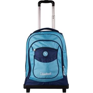 Colourbook Zaino Trolley SSC Napoli 1926 Azzurro Ufficiale, Modello 2 In 1 Scuola Elementare, Con Ruote Silenziate E Scocca Antiurto, Telaio Rinforzato, Zaino Con Carrello