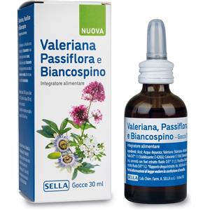 Sella Valeriana Passiflora e Biancospino - Integratore Alimentare in Gocce per Sonno e Rilassamento, 30ml