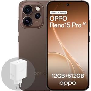 OPPO Reno15 Pro 5G Smartphone Android, 12+512GB, Display AMOLED 6.32, Fotocamera Ultra-Chiara 200MP, Video 4K HDR, 6200mAh, MediaTek Dimensity 8450, con Caricatore 80W SUPERVOOC, Dusk Black