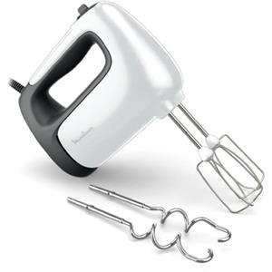 Moulinex Sbattitore Moulinex Prep'Mix+, ideale per preparazioni leggere e pesanti, potente motore da 500 W, 5 velocità, impostazione Turbo, 2 fruste, 2 ganci per l'impasto, acciaio inox, HM460110