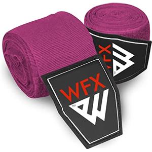 WFX Fasce Boxe 3,5m & 4,5m, Arti Marziali Bende Boxe, Supporto Polso Fascia Box'e per Pugni, Protezione Delle Dita, Allenamento Elastica Pesante per Box'e, MMA, Muay Thai (Rosa 3,5 M)