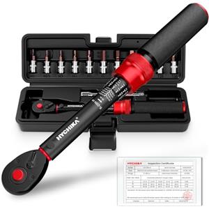 HYCHIKA BETTER TOOLS FOR BETTER LIFE HYCHIKA Kit da 13 Chiavi Dinamometriche 1/4" 5-25Nm, Precisione ±2%, Set Chiave Dinamometrica Bici 72 Denti con Prolunga, Bits e Scatola.