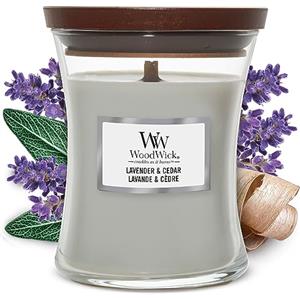 WoodWick Candela profumata Hourglass media con stoppino crepitante | Lavender & Cedar | Durata della fragranza: fino a 60 ore