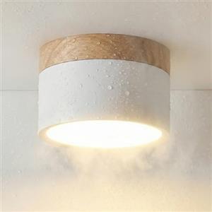 Temgin Faretti LED Bianchi Soffitto Rotondo Cubo Faretto Cucina per Interni Senza Forare, 12W IP65 Legno Plafoniera Bagno Corridoio Cilindro Bianco Caldo Esterno IRC82 Non da Incasso Ø10cm Alluminio