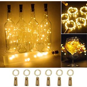 Loiina Luci per Bottiglia 6 pezzi 2m 20 LED Lampada Bottiglia Luci LED Decorative per esterni, feste, Natale, decorazione di nozze, Matrimonio, DIY, Festa, Bianco Caldo