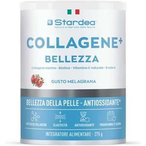 Stardea Collagene Bellezza - Integratore in Polvere con Collagene Marino, Acido Ialuronico e Vitamina C, Gusto Melagrana, 275g