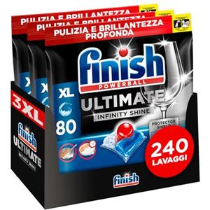 Finish Ultimate Infinity Shine Pastiglie Lavastoviglie, 80 Capsule Lavastoviglie, Detergenti per Lavastoviglie contro lo Sporco e i Residui Incrostati (Confezione da 3)