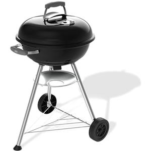 Weber Compact Kettle Barbecue a Carbone (2026) / griglia 47 cm, treppiede con Ruote, Design Resistente al Calore e alla ruggine, griglia cromata, Nero