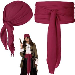 GDLOKFU Kit Accessori Pirata, Accessori Costume da Pirata con Cintura Bandana, Costume da Pirata Medievale per Uomo e Donna, Capitano Pirata Cosplay per Halloween, Carnevale e Feste a Tema