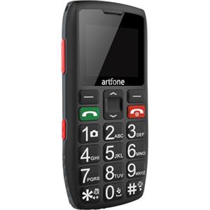artfone C1 Nero - Telefono Cellulare per Anziani con Tasti Grandi丨Volume alto丨Funzione SOS丨Chiamata Rapida丨Funzione di orario丨Batteria da 1800 mAh丨Doppia SIM GSM Senior Telefoni丨1.8" Display丨Radio