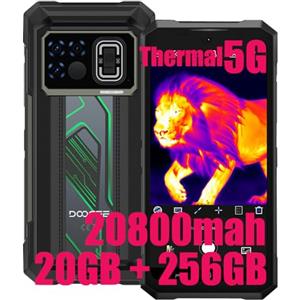 DOOGEE Fire 6 Max Termocamera 5G Cellulari, 20GB + 256GB, 20800mAh/33W, Rugged Smartphone, 50MP AI + 20MP (Vision Nocturne) + 16MP Telefono, 6,72 pollici FHD+ LED LIGHT/Fingerprint/NFC Verde