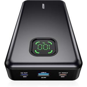 Ansody Power Bank 25000 mAh 65W Powerbank per Laptop Piccola ma Potente, 100W Max Batteria Esterna per Cellulare con Display LED, USB C Ingresso&Uscita, Pacco di Batterie per iPhone 17 16 15 14