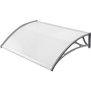UISEBRT Pensilina Esterna 150 x 100 cm - Tettoia per Balcone, Tenda Veranda in Policarbonato, Grigio