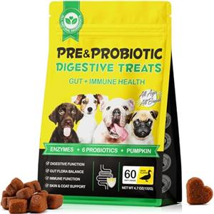 Bieyoc Probiotici per cani, 60 Masticare Probiotici per Cani da Masticare per Enzimi Digestivi, Sistema Immunitario, Probiotici Cane Prurito Per Cani di Tutte le Razze e Taglie