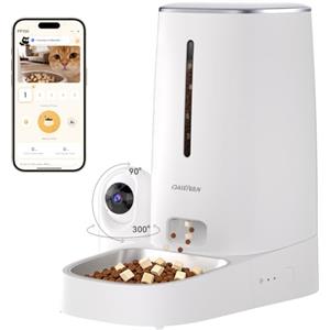DAISTERN Distributore Automatico Cibo WiFi per Gatti e Cani con Telecamera HD 1080P, Dispenser Crocchette con Camera Rimovibile, Visione Notturna, Supporto 2,4G/5G, AI Funzione, Tuya App