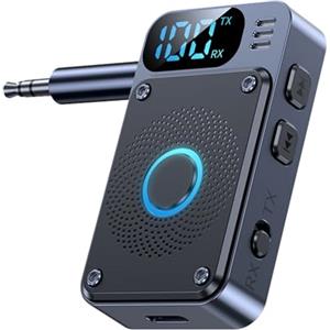 aigolink Adattatore Bluetooth V5.4 per TV audio su cuffie, trasmettitore 2 in 1, con jack AUX 3,5 mm e 14 ore di riproduzione
