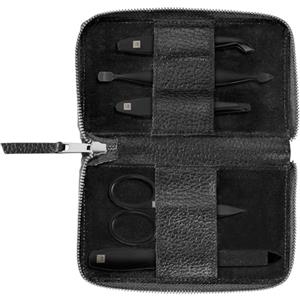 Zwilling Premium Black Set Manicure 5 pz - Custodia in Vera Pelle, Forbici, Taglia Cuticole e Lima in Zaffiro