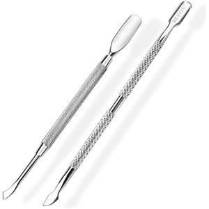 BEZOX 2 Pezzi Spingi Cuticole Professionale a Doppia Testa, Rimuovere le Cuticole, Strumento di Rimozione dello Smalto a in Acciaio Inox, Raschietto per Unghie in Gel Smalto per Manicure e Pedicure
