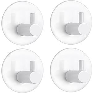 LYLIN Ganci Adesivi, Ganci Portasciugamani in Acciaio Inox Gancio Appendiabiti da Parete per Cucina e Bagno (Bianco 4Pcs)