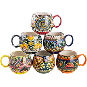 Henten Home Tazze da Caffè Grandi in Porcellana con Manico - 6 x 600 ml, Tazza Caffè Per Tè, Caffè, Cappuccino, Adatti a Lavastoviglie e Microonde