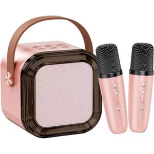 YunLone Macchina Karaoke Bambini con 2 Microfoni Senza Fili HiFi Microfono Karaoke Bluetooth Mini Portatile Microfono Karaoke con Cambiatore di Voce Magico e Luci LED, Regalo Giocattolo per Ragazzi 3-12 Anni