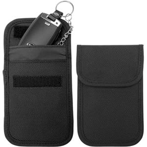 KEYRI 2 PCS Faraday Bag Astuccio Faraday Mini per Le Chiavi dell'Auto Blocca-Segnale in Tela di Vela Mini Marsupio Faraday con Blocco RFID Portachiavi Antifurto per Auto RFID (Nero)