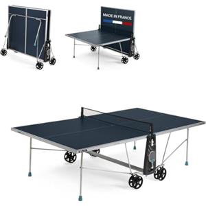 CORNILLEAU 100X Outdoor - Tavolo da ping pong per Esterni, Laminato in Resina 4 mm, Pieghevole, Grandi Ruote, Resistente alle Intemperie, Blu