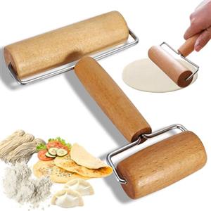 FLZONHUT Mattarello,Mattarello Con Due Estremità Rullo per Pizzaiolo,Matterello in Legno Antiaderente Rullo,Rullo Professionale per Stendere Impasto,Pasta,Pizza,Dessert e Ravioli 17,5 cm
