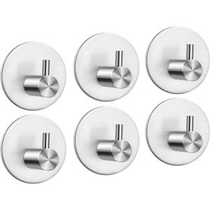 LYLIN Ganci Adesivi, Ganci Portasciugamani in Acciaio Inox Gancio Appendiabiti da Parete per Cucina e Bagno (6Pcs Argento)