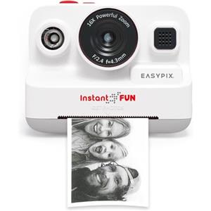 Easypix InstantFUN - Fotocamera istantanea, per adulti e bambini, stampa termica in bianco e nero, ricarica senza BPA, stampa senza inchiostro
