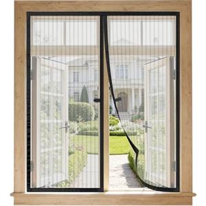 BUIRTLY Zanzariera Magnetica per Finestre 65x70 cm - Tenda Antizanzare con Chiusura Automatica a Calamite - Rete Fine Anti Insetti Facile da Installare per Finestre, Balcone e Cucina - Nero