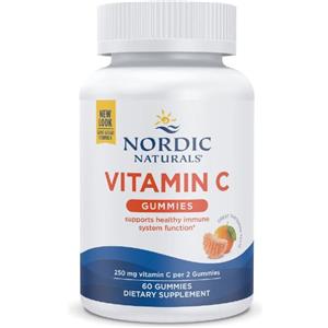 Nordic Naturals Vitamina C 250 mg - 120 Caramelle Gommose al Gusto Mandarino per Sistema Immunitario e Salute della Pelle