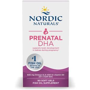 Nordic Naturals Prenatale DHA - 830mg Omega-3 400 UI D3, 90 capsule molli per donne in gravidanza