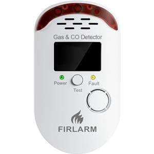 Firlarm Rilevatore di Fughe Gas e Monossido di Carbonio, Allarme di Gas e CO a Spina con Display LED, Sensore di Perdite di Gas Combustibile e Monossido per Casa, Camper, Cucina, Garage