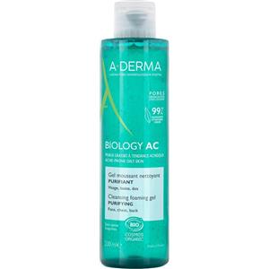 A-Derma Biology AC Gel Detergente Schiumogeno Purificante 200 ml - Deterge e Idrata la Pelle Grassa a Tendenza Acneica