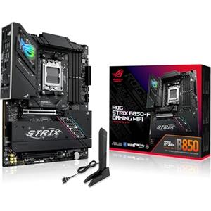ASUS ROG Strix B850-F Gaming WiFi, Scheda Madre AMD ATX, 16+2+2 Fasi di Alimentazione, Slot DDR5, PCIe 5.0 con Slot Q-Release, 4 slot M.2, WiFi 7 con WiFi Q-Antenna, AI Advisor, AI Networking II