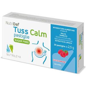 NutriDef Tuss Calm Lampone - Integratore per la fluidità bronchiale, 20 pastiglie senza zucchero
