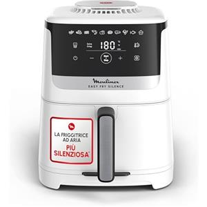 Moulinex Easy Fry Silence, Friggitrice ad Aria Silenziosa 5L/1.5kg per 6 Persone, 1670W, Sistema Easy Clean & Store, 10 Programmi, Touchscreen e Cestello Lavabile in Lavastoviglie, Bianca EZ5521